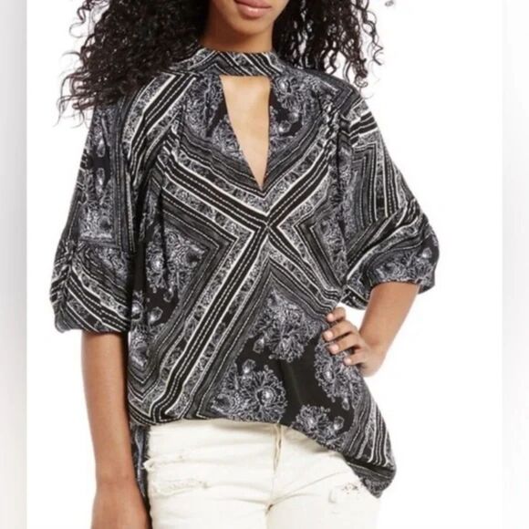 Free People Walking On A Dream Tunic Cutout Flowy Oversized Top Mini Dress XS - Picture 1 of 7